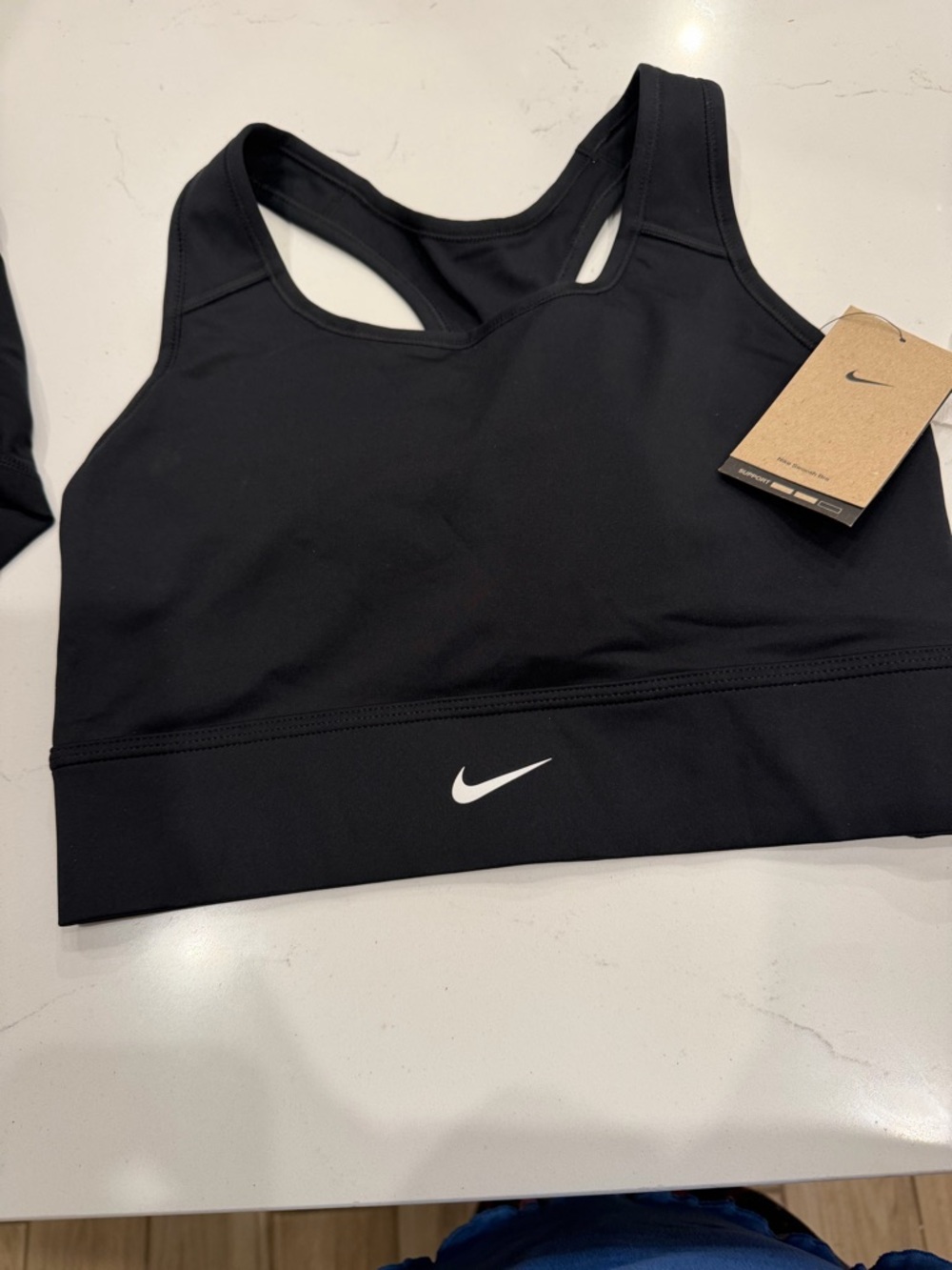 Nike Black Racerback Sports Bra with White Swoosh